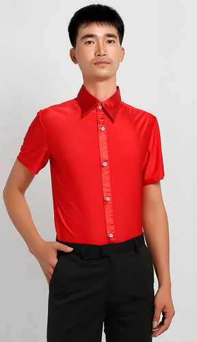 男舞蹈练功摩登舞国标服拉丁舞表演成人广场舞交谊舞衣短袖跳舞服