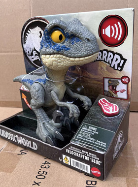 美泰侏罗纪世界2布鲁蓝色迅猛龙Q版萌宠布鲁迅猛龙萌宠异特龙吼叫