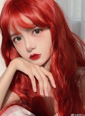 【限时清仓一条鱼家】小人鱼假发长款卷发波浪红色哑光lolita