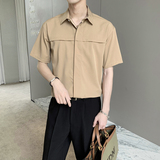 夏季短袖套头提花垂感纯色轻熟风英伦宽松版衬衫.A236-C057-P45，男装T恤，电商A236