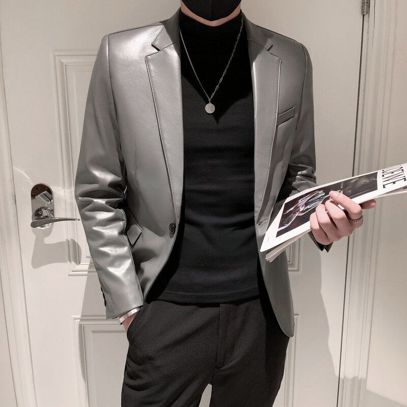 秋冬社会小伙皮衣夹克西装单西修身 西服 A236-XZ-159-P130 控168图片