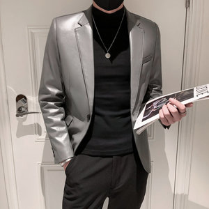 秋冬社会小伙皮衣夹克西装单西修身 西服 A236-XZ-159-P130 控168图片