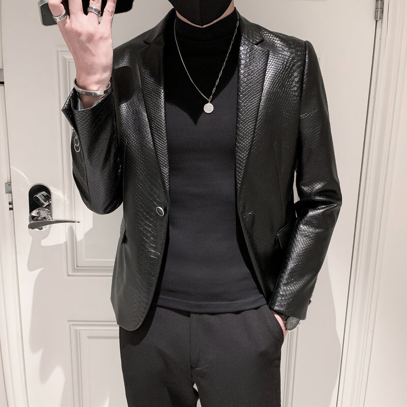 秋冬社会小伙皮衣夹克西装单西修身西服A236-XZ-159-P130控168,男装夹克,电商A236