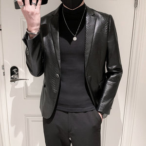 秋冬社会小伙皮衣夹克西装单西修身 西服 A236-XZ-159-P130 控168图片