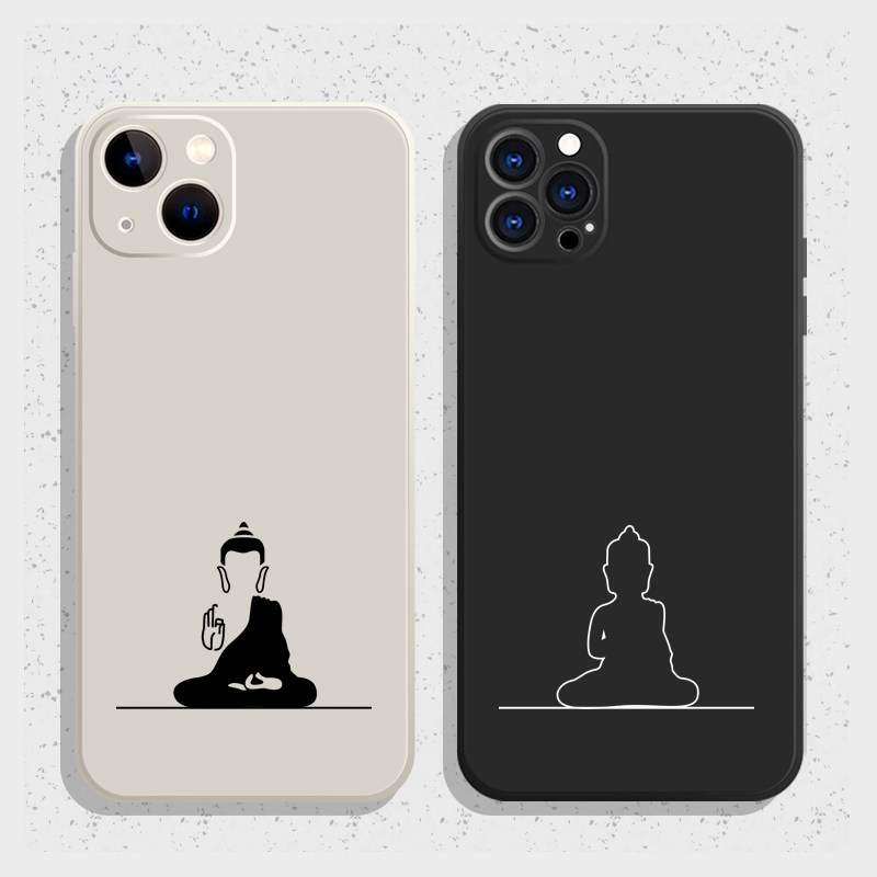 打坐个性佛系硅胶手机保护壳