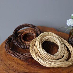 柳编手工编制花篮藤编圆形花环装饰花篮摆设装饰花艺时尚圆环