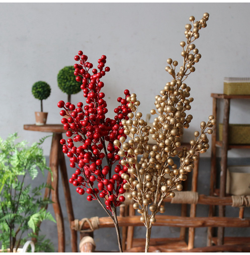 仿真发财果金色红色发财果圣诞果子仿真红豆发财果子仿真单只红果