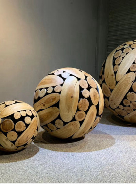 简约现代风香樟木特大号装饰球