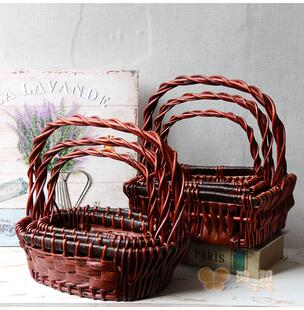超市开业店铺水果礼品篮柳编花篮手提篮子野餐篮采摘收纳买菜篮子