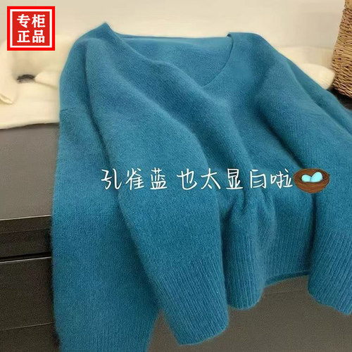 慵懒风100纯山亲肤羊绒衫女秋冬