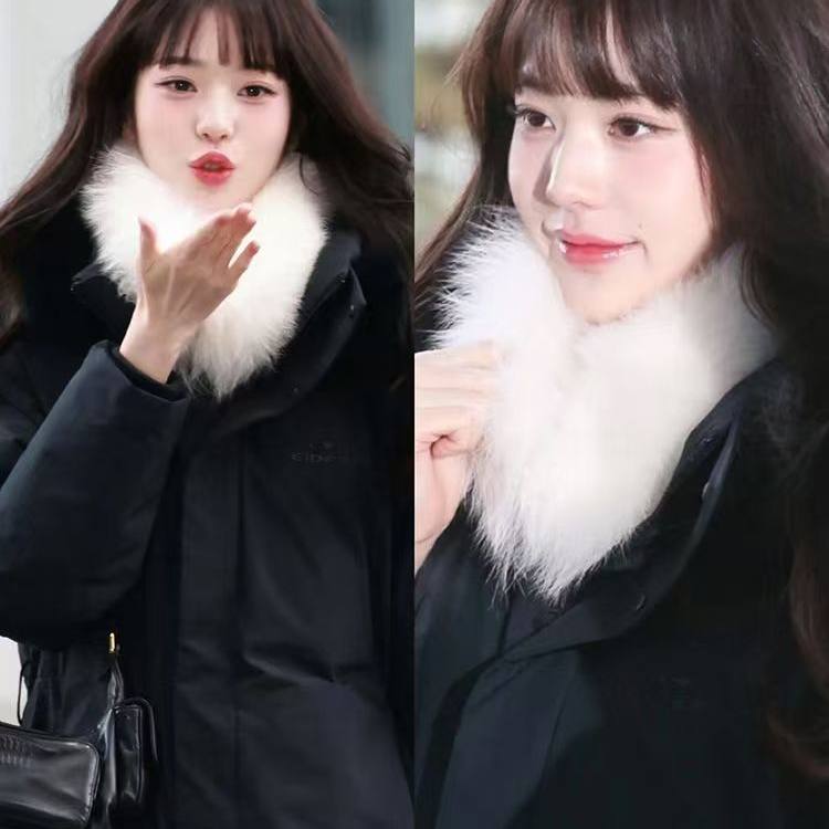 【孤雪首发】张元英同款环保狐狸毛围巾女毛领保暖围脖百搭氛围感