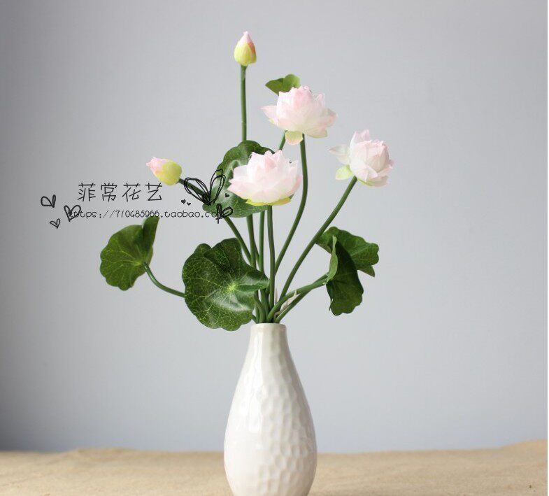 仿真荷花莲花供佛用品 塑料假花绢花小盆栽 佛堂供奉佛前花供花