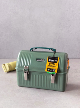 正品Stanley史丹利大号经典午餐盒9.4L露营钢制收纳盒10QT军绿色