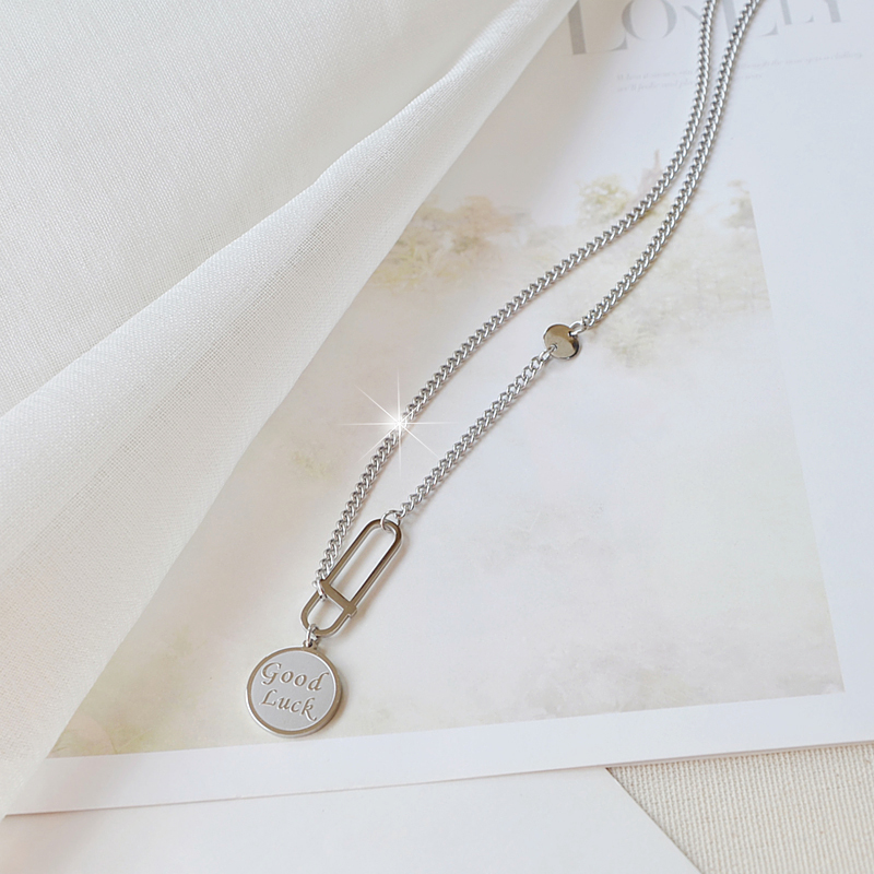 ZOXI幸运金币磨砂银色毛衣链不掉色轻奢卫衣项链女甜酷2025年新款