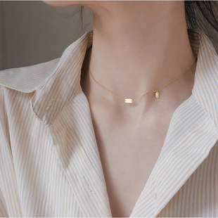 ZOXI网红不掉色轻奢lucky方牌项链女法式 高级感锁骨链2025年新款