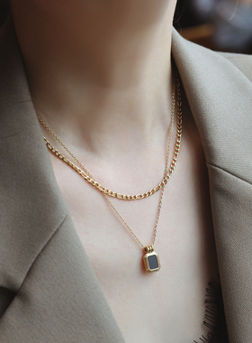 高级感不掉色双层项链女钛钢ZOXI