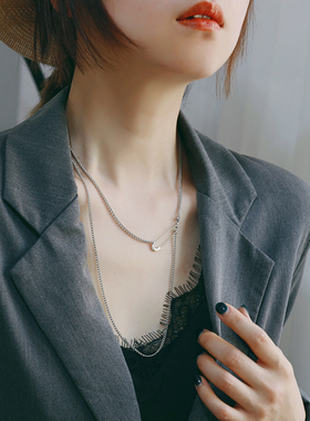 zoxi小众设计项链女潮别针叠戴