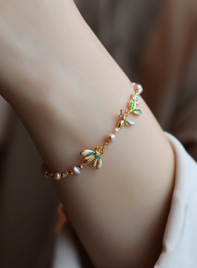 ZOXI天然珍珠蜜蜂手链女2025新款