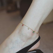 ZOXI轻奢小众彩色水晶星星脚链女2026新款 潮设计感足链不掉色性感