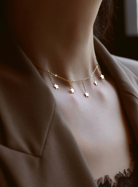 ZOXI不掉色星星流苏项链颈链配饰