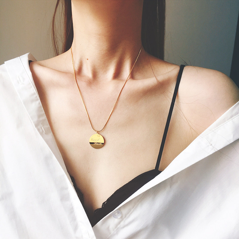 ZOXI小众不掉色18K圆牌卫衣项链女生ins嘻哈锁骨链钛钢毛衣链网红,饰品/流行首饰/时尚饰品新,项链,淘宝优惠券,粉丝福利购,淘宝优惠卷