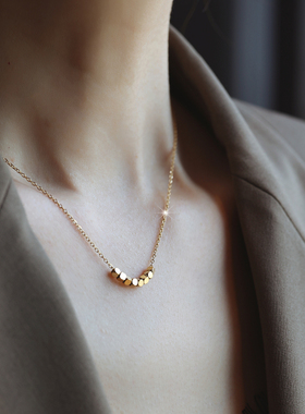 八方来财 ZOXI碎银子小方糖项链轻奢小众高级感锁骨链2025年新款