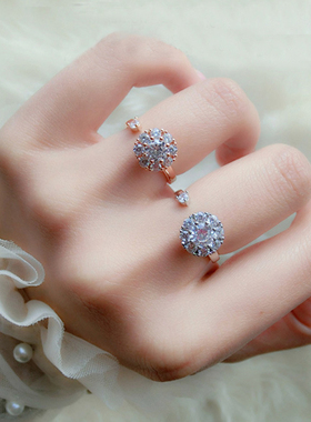 ZOXI2024年新款钻石戒指开口食指