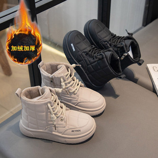 儿童棉鞋2024秋冬季新款皮靴女童短靴软底面包鞋男童靴子加绒棉靴