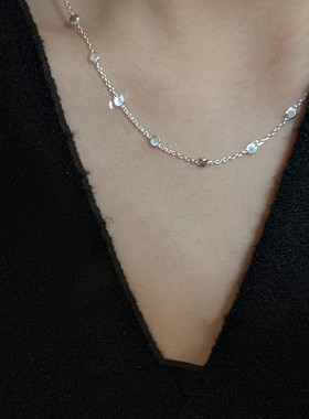 s925纯银叠戴百搭闪光珠通勤项链