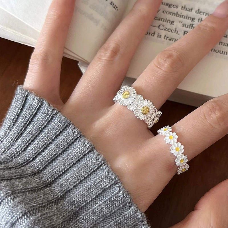 s925纯银雏菊小花饰品合集春夏