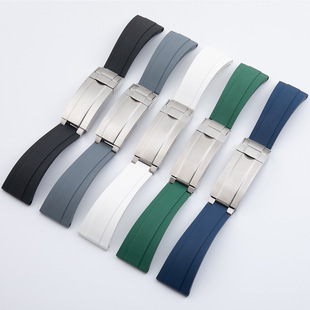 适配劳力士黑绿水鬼游艇名仕GMT20mm氟橡胶钢片高端手表带迪通用