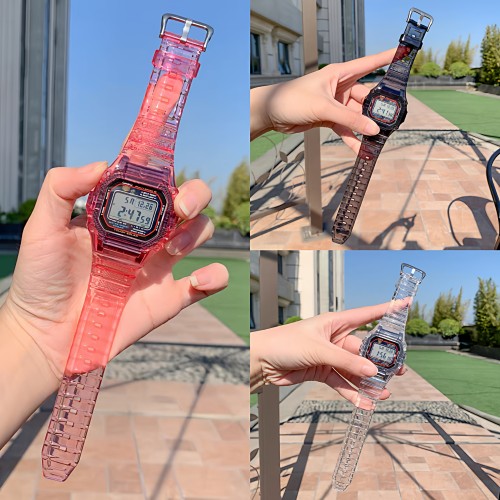 适用g-shock小方块卡西欧手表壳替换DW5600/5610透明柔软彩色套壳