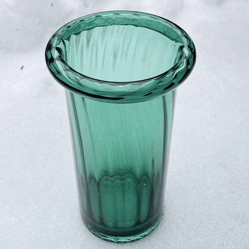 【ZH23-009绿色直筒卷口瓶】玻璃花瓶鲜花仿真花搭配