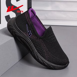 休闲运动鞋 上海回力女鞋 透气中老年女一脚蹬懒人鞋 新款 秋季