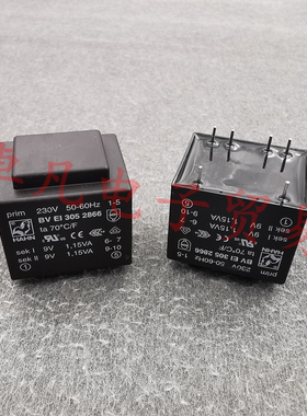 HAHN BV EI 305 2866 公鸡 230V转2x9V 电源变压器 2x1.15VA