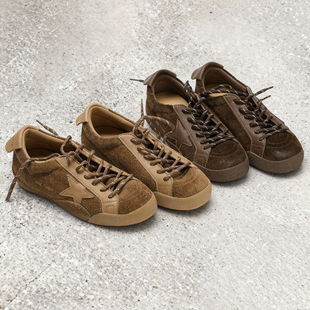 暴走休闲鞋 头层牛皮 冉言2025复古牛皮百搭星星板鞋