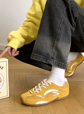 冉言2026春新品芭蕾德训鞋真皮反毛皮休闲舒适运动鞋女