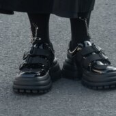 双带增高厚底休闲鞋 冉言 松糕底方头小皮鞋 原创个性 2025春季 新款