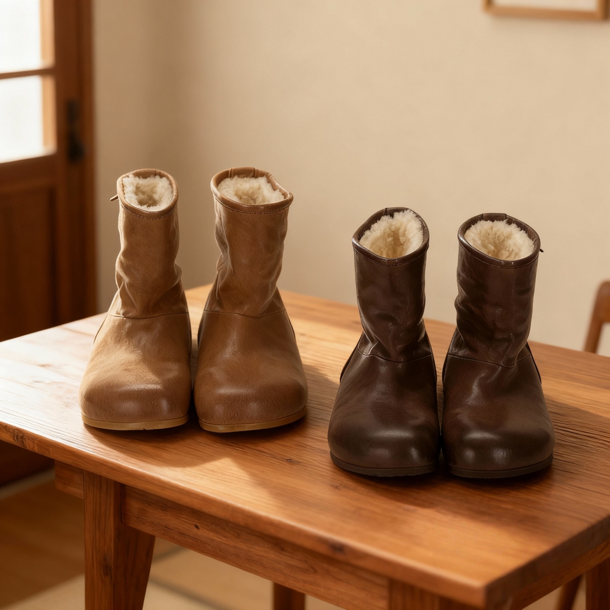 冉言头层牛皮+羊皮毛一体雪地靴一鞋两穿防水防滑加厚百搭中筒靴