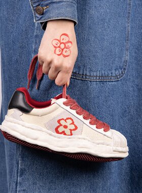 冉言 2025新款ins原创小红花休闲鞋厚底溶解鞋百搭运动平底板鞋女
