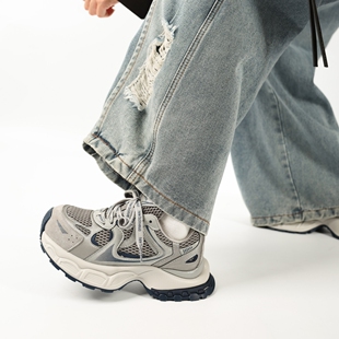 女厚底潮百搭运动休闲鞋 冉言增高7cm 超轻网面透气老爹鞋