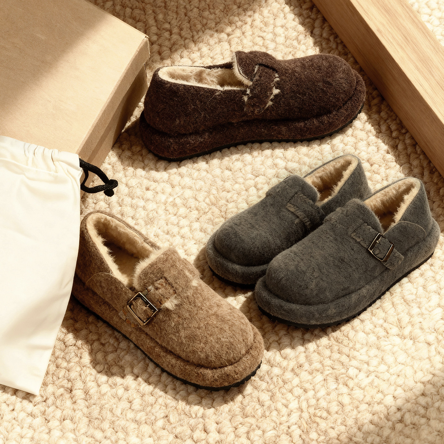 冉言毛呢小面包~厚底毛毛包头勃肯拖鞋女乐福鞋单鞋,女鞋,深口单鞋,淘宝优惠券,粉丝福利购,淘宝优惠卷