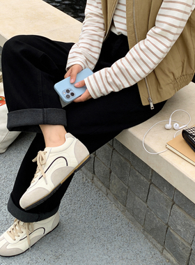 5cm增高冉言2026春新品真皮德训鞋女显脚小透气舒适百搭休闲鞋