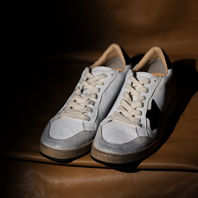 头层牛皮-冉言2026春手工复古擦色脏脏鞋增高星星板鞋做旧小白鞋