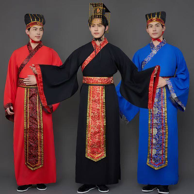 成人汉服男装秦始皇春秋战国三国演义古装战国袍古代大臣演出服装