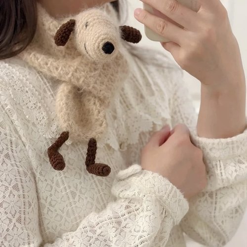 小狗暹罗猫猫围巾毛线手工diy编织生日礼物保暖围脖钩织送女朋友