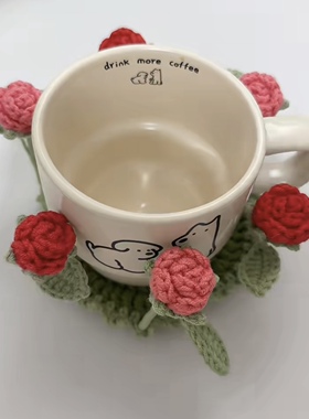 手工自制diy小花翻翻杯垫隔热垫钩针编织材料包礼物打发时间解闷