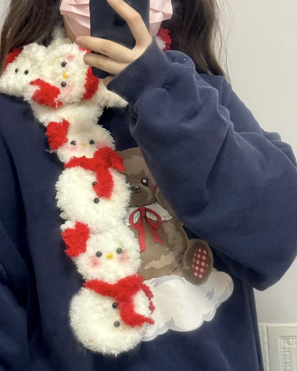 圣诞小雪人围巾手工编织diy材料包毛线钩针秋冬可爱围脖送女友