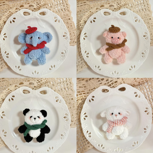 手工新年礼物可爱小熊小兔钥匙扣包包挂件钩针玩偶毛线diy材料包