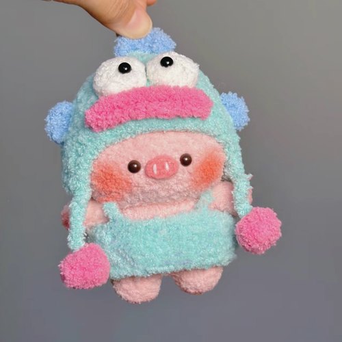 diy街吸小猪丑鱼猪钥匙扣挂件钩针毛绒毛线手工编织材料包礼物